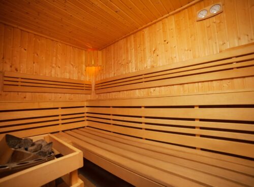 Interior Of Wooden Sauna Bath