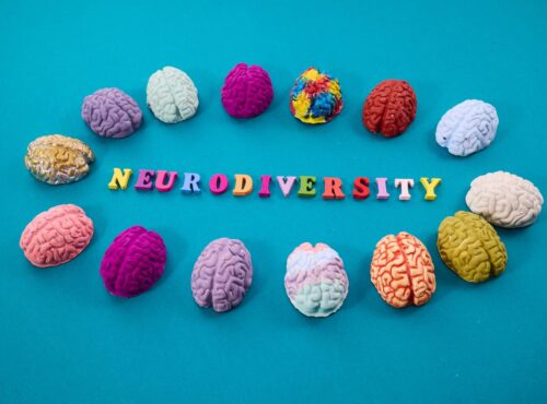 Neurodiversity Concept. Multicolored Figures Of The Brain